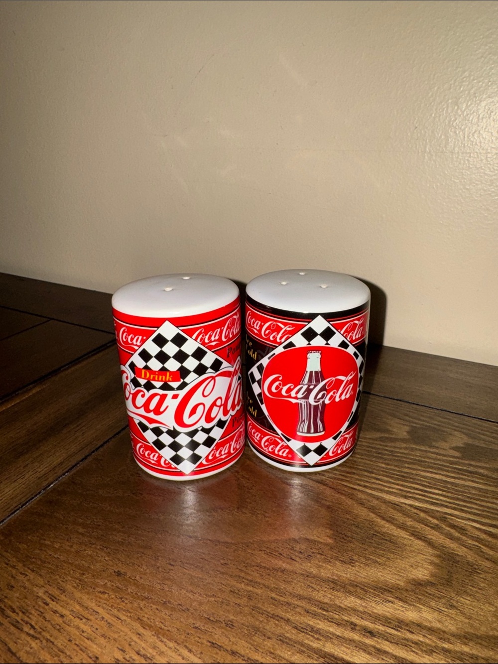 Coca Cola Red and White Ceramic Salt & Pepper Set